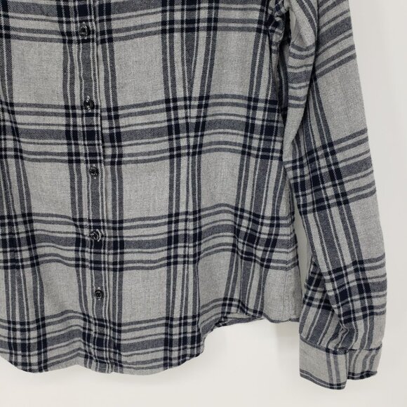 Brooks Brothers Plaid Flannel Button Down Shirt Top 8 Womens Long Sleeve Gray - Picture 4 of 9